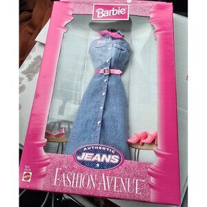 Vintage Barbie Fashion Avenue Doll Clothing Authentic Jeans Denim Dress